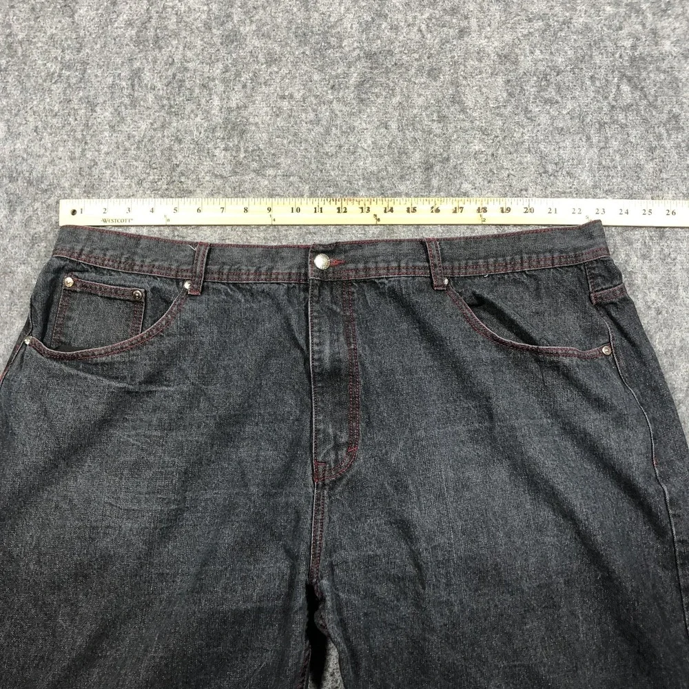 Vintage Akademiks Jeanius Jeans Mens 50x32 Gray Relaxed Wide Leg Denim Big Tall